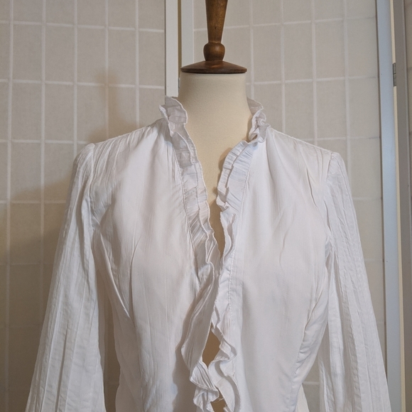 Vintage ruffled white open cardigan blazer - Picture 8 of 8